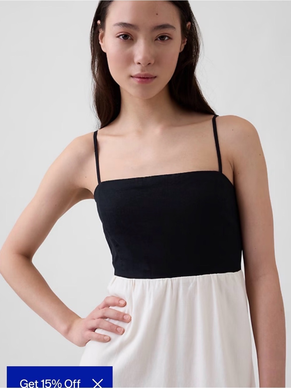 GAP - Linen-Blend Empire Waist Maxi Dress with Spaghetti Straps - Picture 2 of 4
